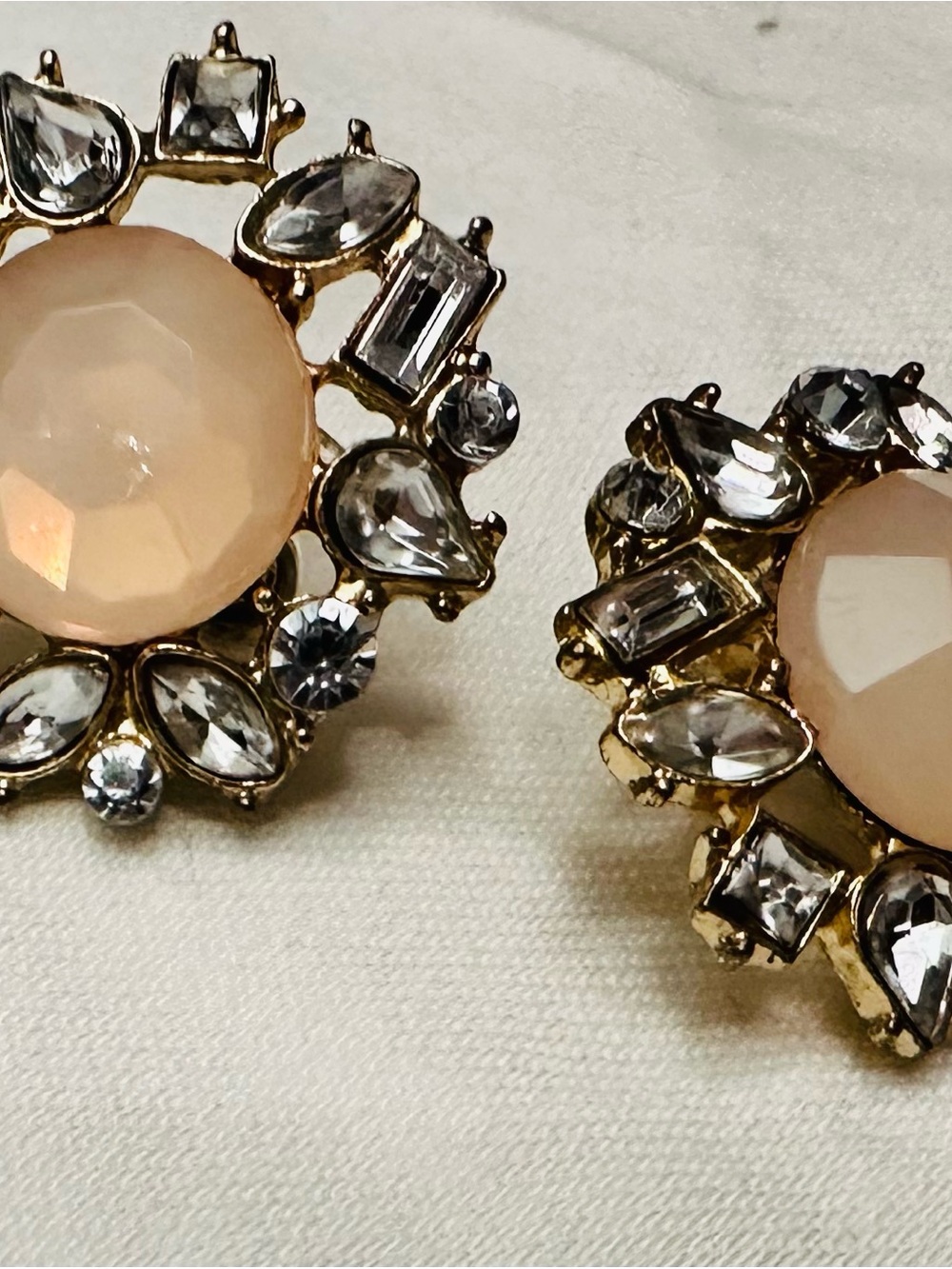 Gold-Tone Blush Crystal Cluster Stud Earrings